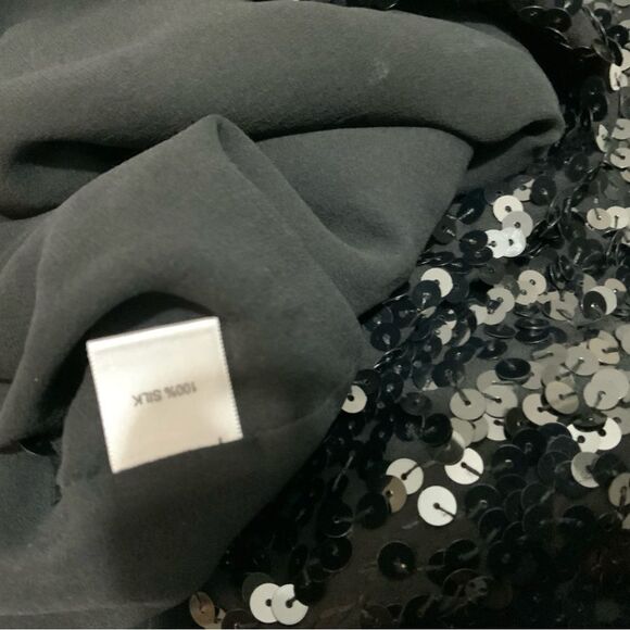 St. John Cowl Neck Top Women size 12 Metallic Sequin Black Event - Picture 9 of 14